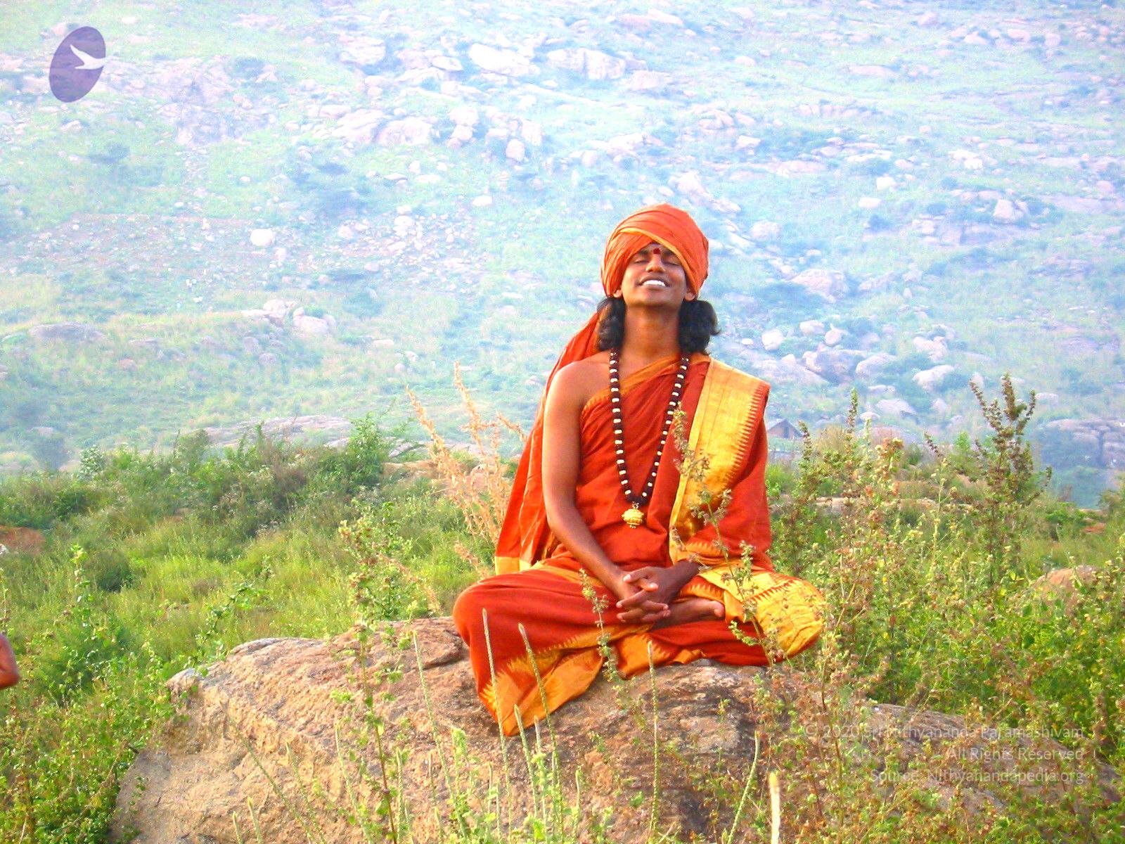 Swamiji Thiruvannamalai in the background, rock where he g~1_CMP_WM